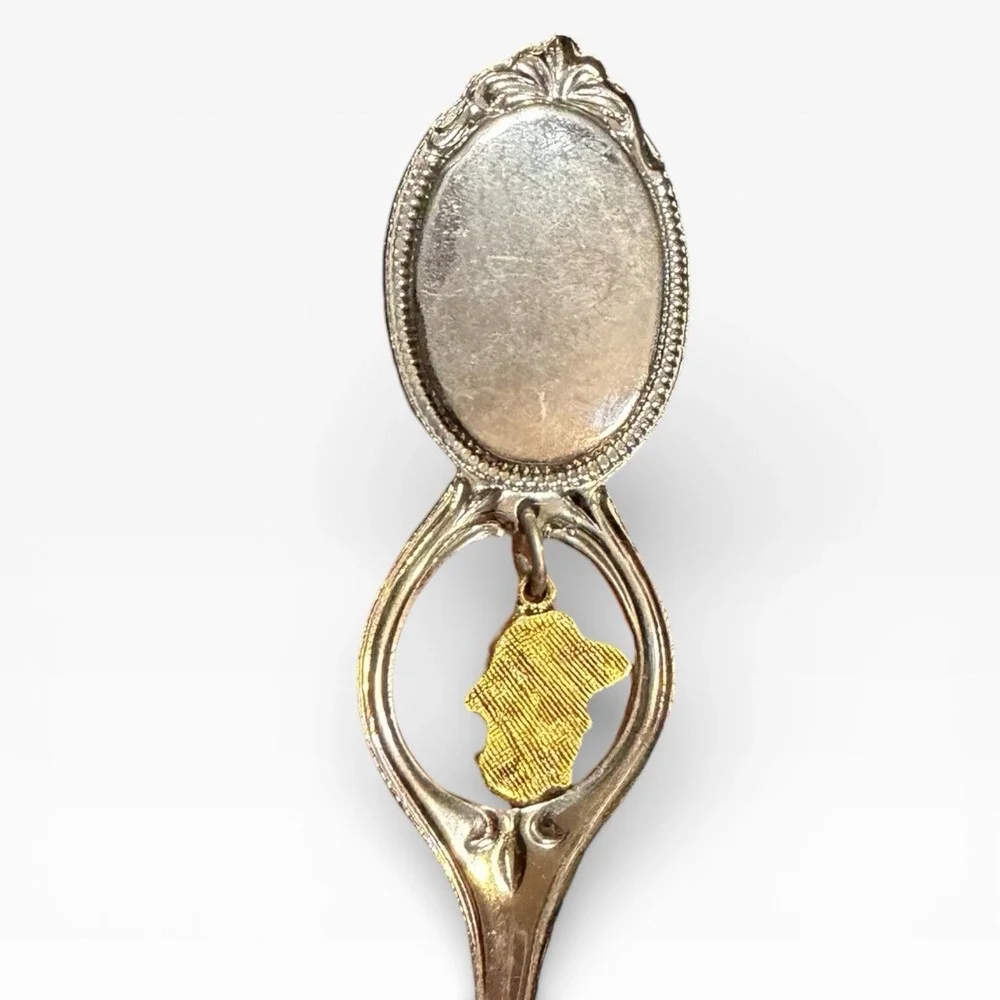 Vintage Buffalo Bill Cody Wyoming Souvenir Spoon with Hanging Buffalo Bill Charm